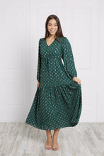 Load image into Gallery viewer, Green Teardrop Foil Print Maxi Dress
