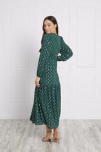 Load image into Gallery viewer, Green Teardrop Foil Print Maxi Dress