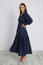 Load image into Gallery viewer, Navy Teardrop Foil Print Maxi Dress